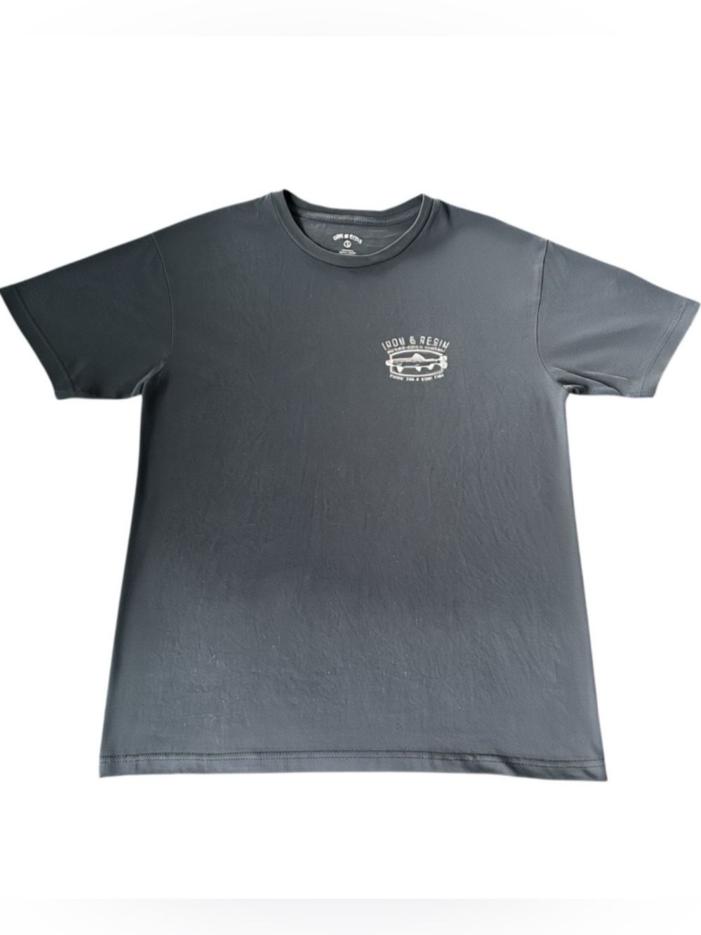 Iron & Resin Graphic T Shirt Men’s Large Gray Fishing Outdoor Supply Co Tee
